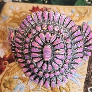 Stunning Pink OPAL CUFF Women's SS Bracelet